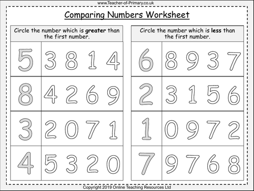 Comparing Numbers within 10 - Year 1 | Teaching Resources