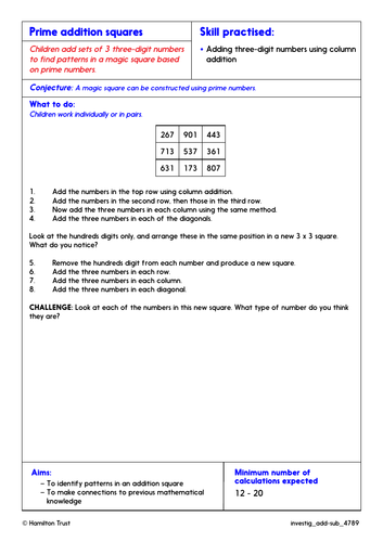 Year 4 Addition & Subtraction - Problem-Solving Investigations ...