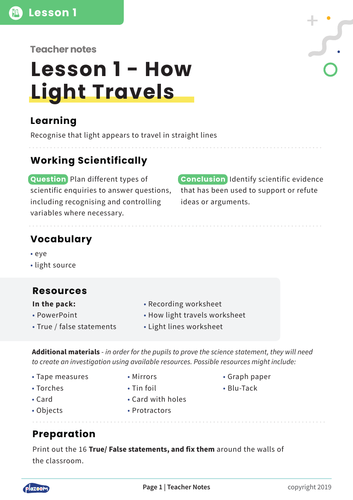 Year 6 Science Topic: Light – With Worksheets And Escape Room Challenge