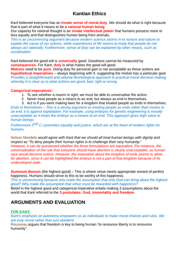 kantian ethics essay a level