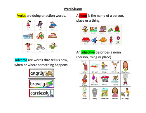 word class homework ks2