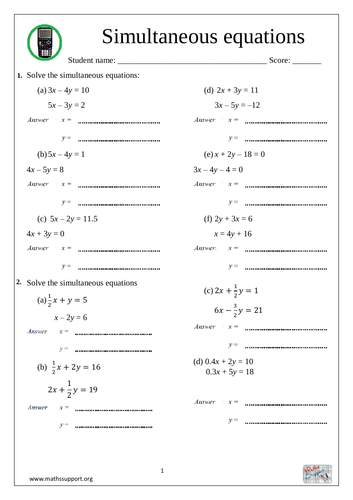 IB Applications and interpretations - Simultaneous equations with two ...