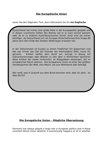 A Level German practice translation pack | Teaching Resources