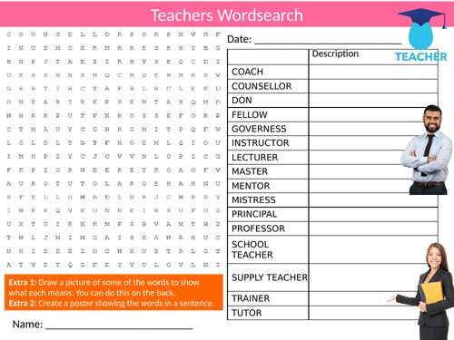 Teachers Wordsearch Sheet Starter Activity Keywords Cover Homework ...