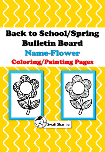 Back to School, Spring, Bulletin Board, Name Flower Coloring/Painting Pages