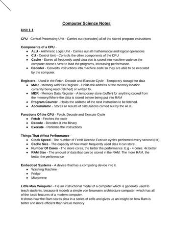 GCSE Computer Science Revision Notes (OCR) | Teaching Resources