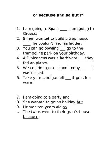 conjunction worksheet year 2 teaching resources