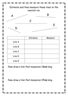 Measuring lines in cm Worksheet | Teaching Resources