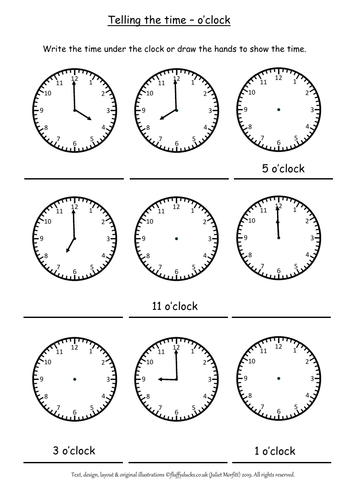 O'clock read and write times draw clock hands | Teaching Resources