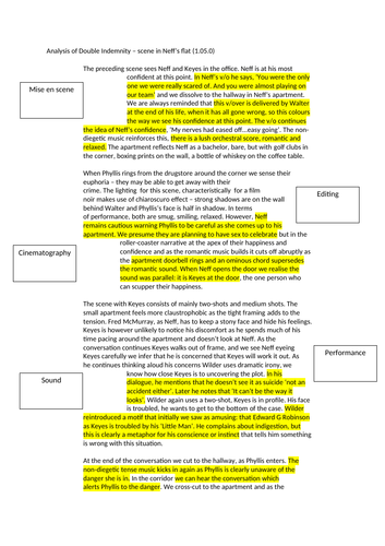 Model answers for close analysis of key sequences for OCR Film Studies ...