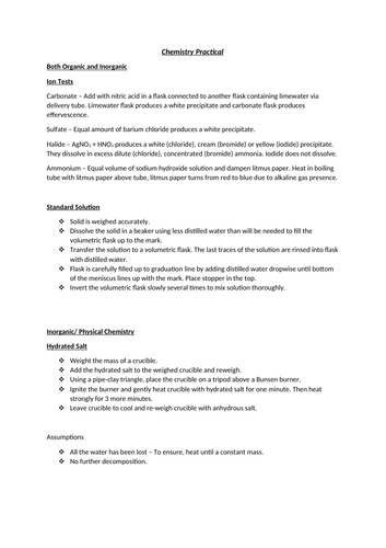 A Level Chemistry Practical Revision