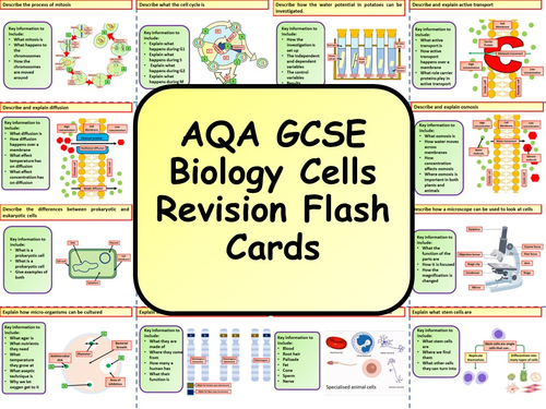 AQA KS4 GCSE Biology (Science) Cells Revision Flashcards | Teaching ...