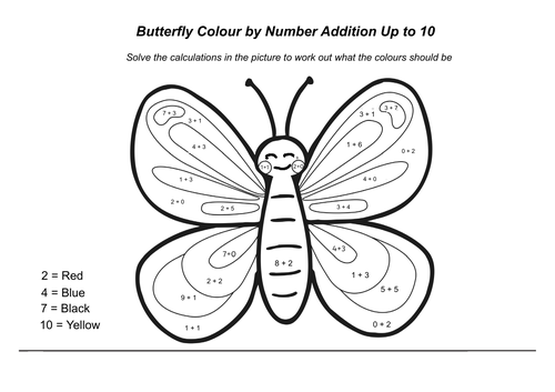 Primary Maths- A Colour By Number on Addition to Ten | Teaching Resources