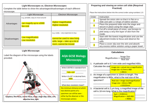 AQA Cell Biology Revision Mats | Teaching Resources