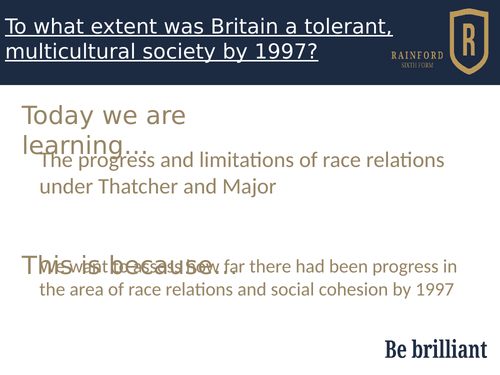 AQA 7042 Britain 2S - Race relations and tolerance by 1997