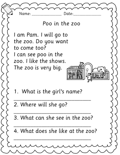 Reception/Year 1 reading comp book - RWI set 2: ay, ee, igh, ow, oo, oo ...