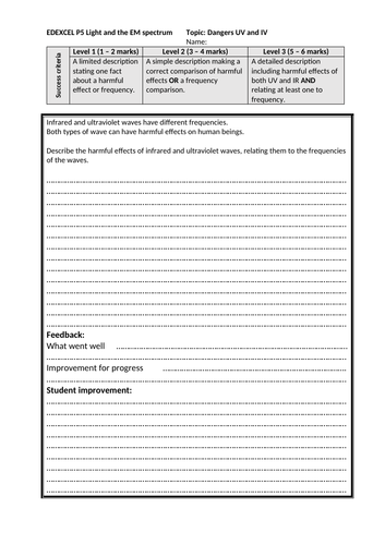 Edexcel (9-1) GCSE Physics 6 mark questions. P1: Forces, Energy, Waves ...
