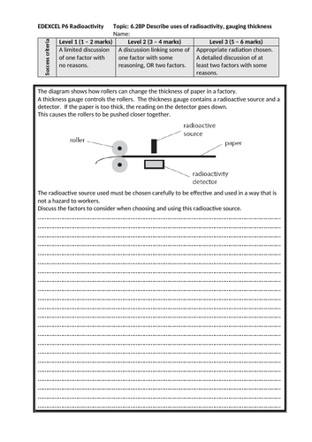 Edexcel (9-1) GCSE Physics 6 mark questions. P1: Forces, Energy, Waves ...