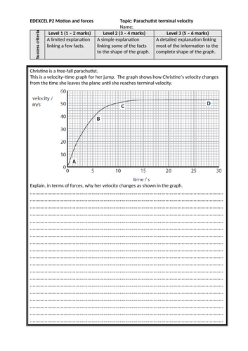 Edexcel (9-1) GCSE Physics 6 mark questions. P1: Forces, Energy, Waves ...