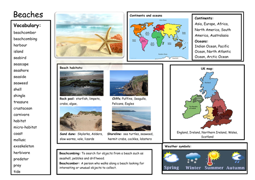 Beach Topic Knowledge Organiser