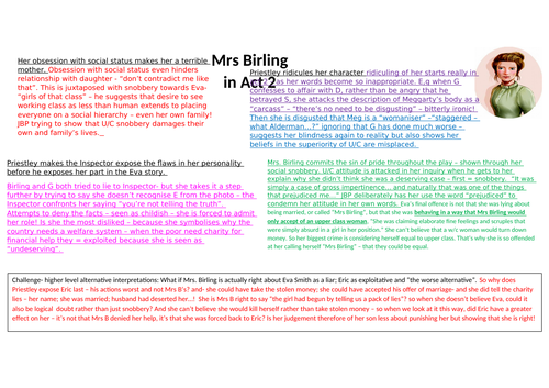Initial Impressions Of Mrs Birling In Act 1 And Development In Act 2 An Inspector Calls 