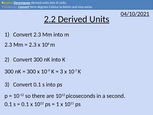 OCR AS level Physics: Derived Units