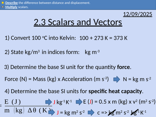 OCR AS level Physics: Scalars and Vectors