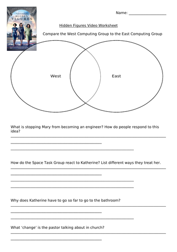 Hidden Figures Film Worksheet | Teaching Resources