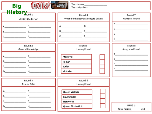 history-end-of-year-quiz-teaching-resources