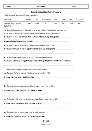 KS4 GCSE Physics AQA P2 Energy Transfer By Heating (Combined Only ...