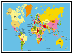 countries continents world map activity by