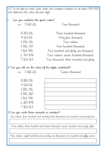 Differentiated number and place value activities