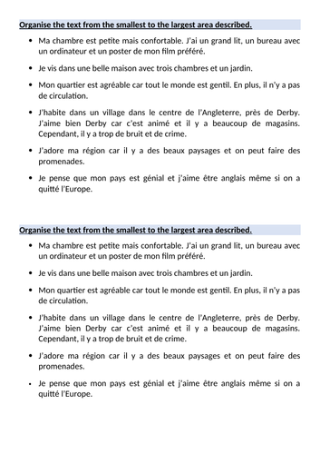 Ma ville et ma région | Teaching Resources