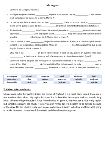 Ma ville et ma région | Teaching Resources