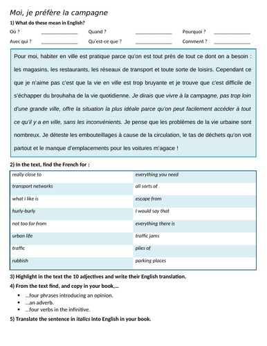 Ma ville et ma région | Teaching Resources