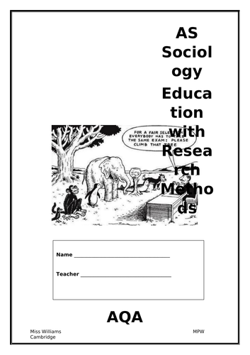 Sociology of Education Booklet one | Teaching Resources