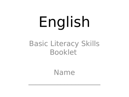Basic Literacy Skills Booklet Tasks | English | Catch Up | Booster ...
