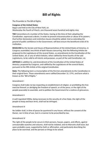  why was the bill of rights added to the constitution teaching resources