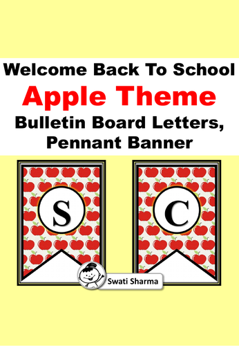 'Welcome Back to School', Apple, Bulletin Board Letters, Pennant Banner