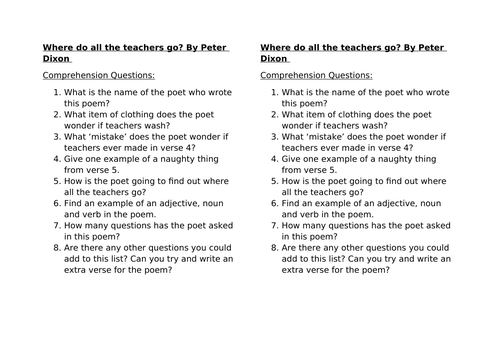 where-do-all-the-teachers-go-poem-by-peter-dixon-comprehension