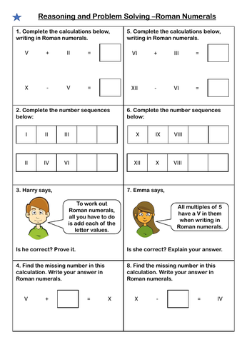 roman numerals problem solving year 4