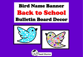 Spring Bird Name Banner Back To School Bulletin Board Door