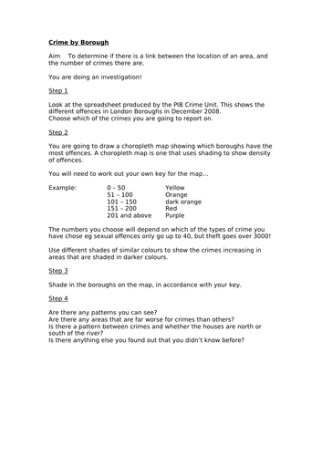 Crime In London Choropleth Mapping Teaching Resources