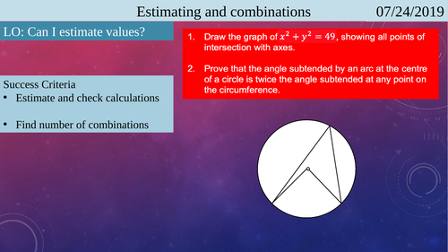 Estimating and combinations EDEXCEL MATHS