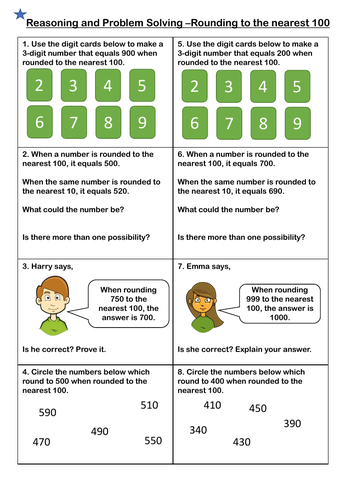 rounding to 100 reasoning and problem solving