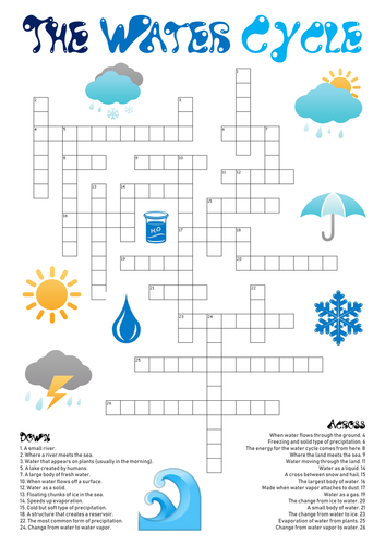 The Water Cycle Crossword Puzzle [A3] | Teaching Resources