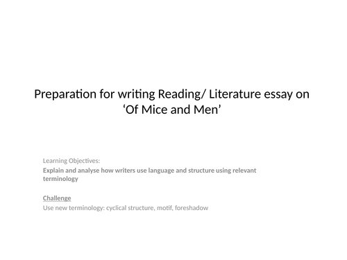 Materials for an activity on Of Mice and Men | Teaching Resources