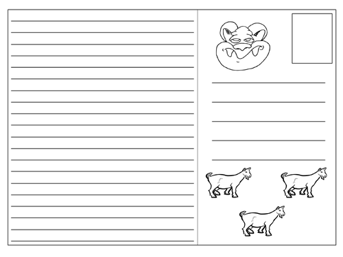 Three Billy Goats Gruff Postcard Templates