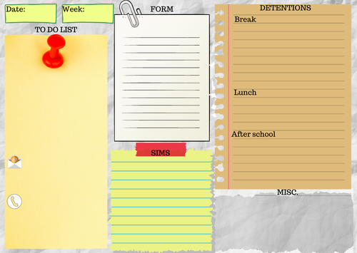 Teacher Daily Desk Planner Sheet