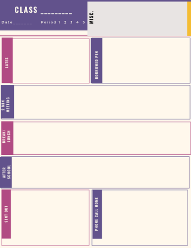 Lesson Behaviour Management Tracker